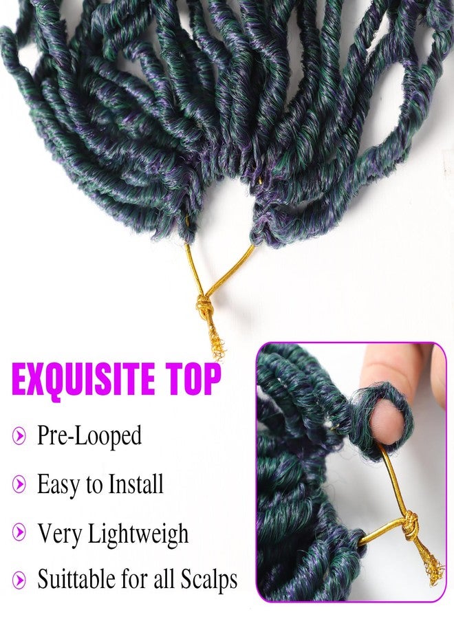 VIOLET 18 Inch Faux Locs Crochet Hair 6 Packs Soft Locs Crochet Hair M1B/Green Crochet Hair for Black Women Synthetic Crochet Braids Hair Extensions (18Inch, 6Packs, M1B/Green) - Image 3